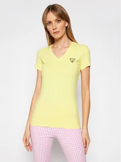 Koszulki i topy damskie - Guess T-Shirt Mini Triangle W1GI17 J1311 Żółty Slim Fit - grafika 1