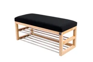 Ławki do przedpokoju - Ławka na buty LPG-5 55cm EMRAWOOD drewno lite kolor naturalny siedzisko gładkie kolor czarny - miniaturka - grafika 1