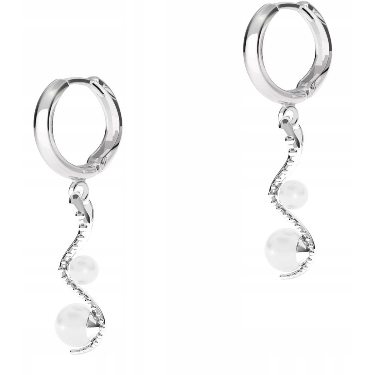 Kolczyki Srebrne Węże z Białymi Perłami Gad Wąż Białe Perły SREBRO 925