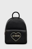 Plecaki - Love Moschino plecak damski kolor czarny mały z aplikacją - miniaturka - grafika 1