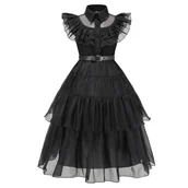 Stroje karnawałowe - Przebranie Wednesday kostium strój sukienka dla dziewczynek - 110 - miniaturka - grafika 1