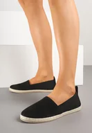 Espadryle damskie - Czarne Espadryle na Płaskiej Plecionej Podeszwie Juliatta - miniaturka - grafika 1