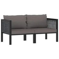 Sofy ogrodowe - vidaXL 2-osobowa sofa ogrodowa z poduszkami, antracytowa, polirattan - miniaturka - grafika 1
