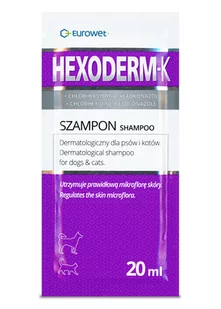 EUROWET Hexoderm K - dermatologiczny szampon dla psów i kotów z chlorheksydyną i ketokonazolem, saszetka 20ml - Szampony dla kotów - miniaturka - grafika 1