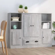 Szafki do salonu - vidaXL Wysokie szafki, 3 szt., szarość betonu, materiał drewnopochodny - miniaturka - grafika 1
