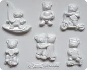 Akcesoria rzeźbiarskie - Forma do odlewów gipsu, misie, 6 elementów - miniaturka - grafika 1