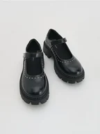 Buty dla dziewczynek - Reserved - Loafersy z imitacji skóry - czarny - miniaturka - grafika 1