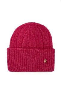 Tommy Hilfiger czapka kolor różowy  AW0AW16630 - Czapki damskie - miniaturka - grafika 1