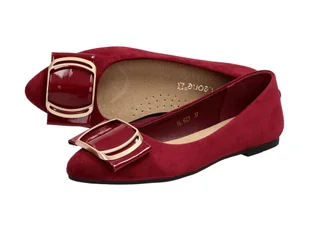 Bordowe baleriny damskie Sergio Leone Bl623 - Baleriny - miniaturka - grafika 1