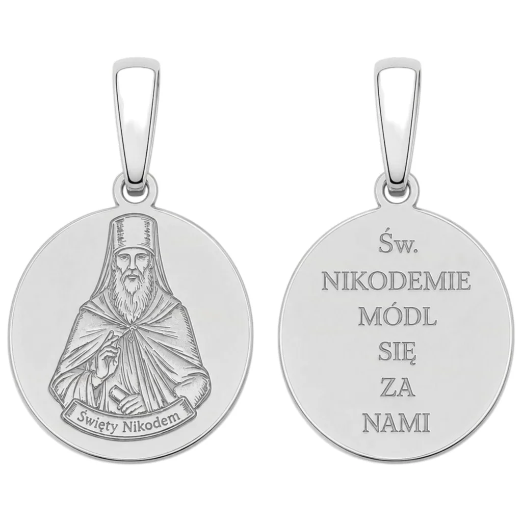 Medalik srebrny Ag 925 rodowany Św. Nikodem MDC144R