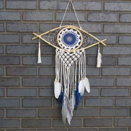 Dekoracje domu - Ochronny Dreamcatcher - Makrama Evil Eye - Szary - miniaturka - grafika 1