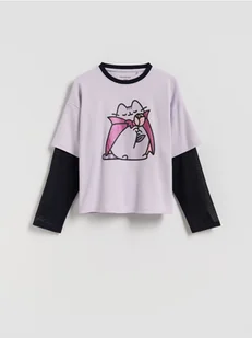Reserved - Bawełniana bluzka Pusheen - lawendowy - Bluzki dla dziewczynek - miniaturka - grafika 1