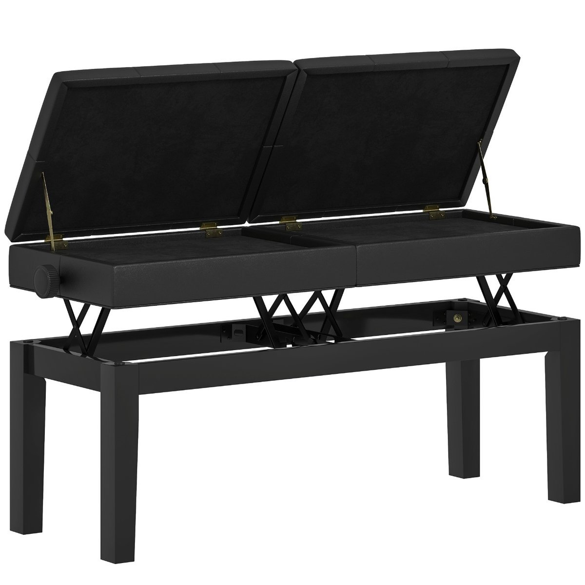 Ławka do pianina HOMCOM, regulowana wysokość, stołek do pianina ze schowkiem, ławka do pianina, nośność do 220 kg, sztuczna skóra, kolor czarny, 105..