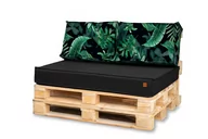 Poduszki ogrodowe - PODUSZKI poduchy OGRODOWE na euro palety 120x40x15, zestaw czarny, wzór zielone liście - miniaturka - grafika 1