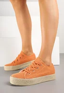 Trampki damskie - Pomarańczowe Trampki z Ozdobną Plecionką Filarra - miniaturka - grafika 1