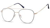 Okulary korekcyjne, oprawki, szkła - Oprawki okulary Pilotki zerówki korekcyjne 922E granatowo-złote - miniaturka - grafika 1