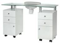 Stoliki do manicure - Stolik manicure z otworem montażowym BD-3453+O Bia - miniaturka - grafika 1