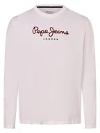 Koszulki męskie - Pepe Jeans Męska koszulka z długim rękawem - Eggo Long Mężczyźni Bawełna biały nadruk, M - miniaturka - grafika 1