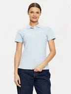 Koszulki sportowe damskie - Tommy Hilfiger Polo WW0WW43930 Błękitny Slim Fit - miniaturka - grafika 1