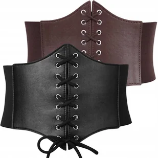 2 SZT PASEK PAS DAMSKI SZEROKI GORSET CZARNY BRĄZ GUMOWY SZNUROWANY - Paski 2 SZT PASEK PAS DAMSKI SZEROKI GORSET CZARNY BRĄZ GUMOWY SZNUROWANY - Paski - miniaturka - grafika 1