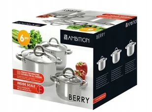 Zestaw garnków ze stali nierdzewnej AMBITION Berry 6 el. - Zestawy garnków i patelni - miniaturka - grafika 1