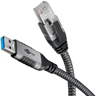 Goobay 70499 zmieniacz płci / kabli USB A RJ-45 Czarny, Srebrny - Adaptery i przejściówki - miniaturka - grafika 1