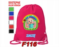Torby szkolne - WOREK SZKOLNY NA WF SPORTOWY MAŁY ANIOŁ KOTEK PUSZ PIESKI KUBUŚ-IMIĘ - miniaturka - grafika 1