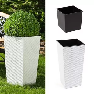 Blumfeldt Pigmejka z wkładem Finezja Ratan, biała, 25x25x46 cm - Donice - miniaturka - grafika 1