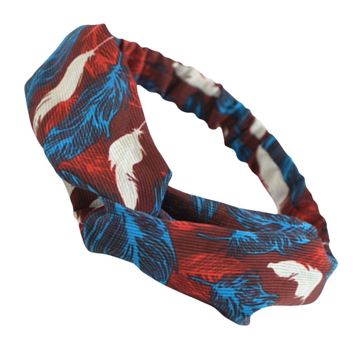 Opaska na Głowę Czerwone Szeroka Supeł Gumka w Piórka Elastyczna Wygodna