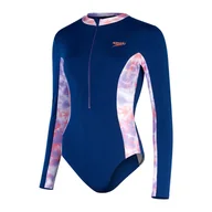 Stroje kąpielowe - Damski Strój kąpielowy SPEEDO LS PNL PRT SWMSUIT 8-00308014496 – Fioletowy - miniaturka - grafika 1