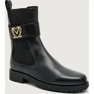 Botki damskie - Love Moschino Skórzane botki - miniaturka - grafika 1