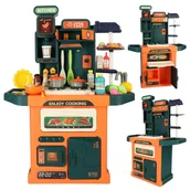 Zabawki AGD - Kuchnia plastikowa dla dzieci z kranem światłami zestaw 77 elementów - miniaturka - grafika 1