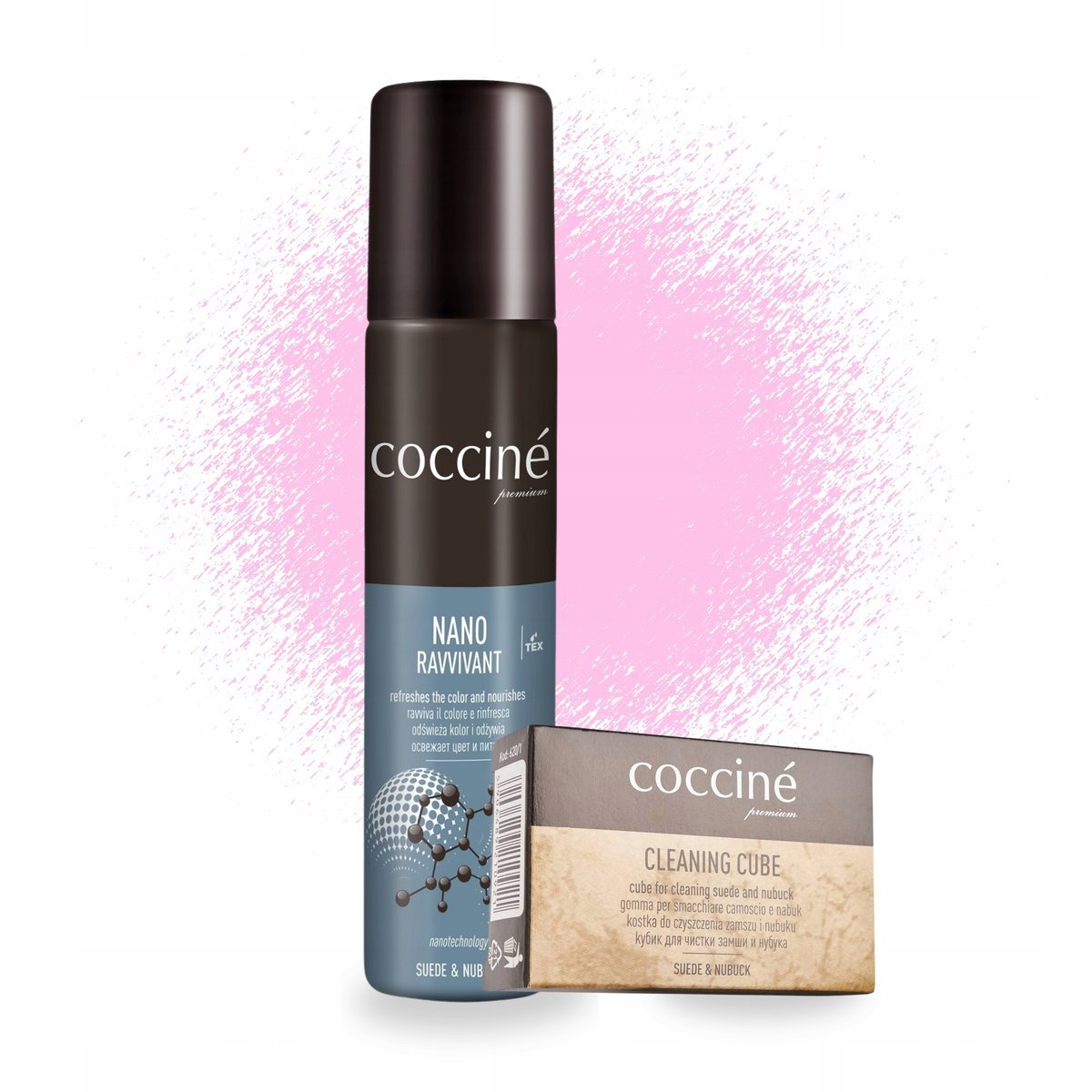 Różowy Nano Revvivant do Butów i Gumka do Zamszu Coccine Zestaw 2w1