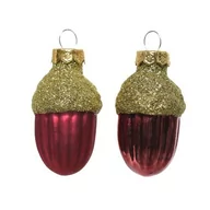 Bombki - Bombki szklane w kształcie żołędzi żołądź 12sztuk Bordowy - miniaturka - grafika 1