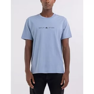 Koszulki męskie - Replay koszulka męska regular fit, 685 Grey Blue, 3XL - grafika 1