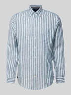 Koszule męskie - Koszula lniana o kroju regular fit z kołnierzykiem typu button down - miniaturka - grafika 1