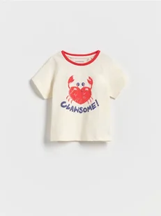 Reserved - T-shirt z wypukłym nadrukiem - złamana biel - Bluzki dla niemowląt - miniaturka - grafika 1