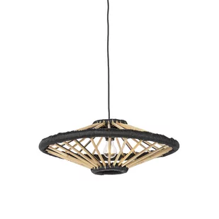 QAZQA Orientalna lampa wisząca bambusowa z czarnym 60 cm - Evalin - Lampy sufitowe - miniaturka - grafika 1