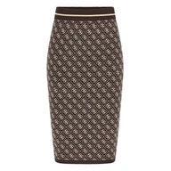 Spódnice - Damska Spódnica GUESS LISE 4G SKIRT SWTR W4BD53Z37K0-FN0T – Brązowy - miniaturka - grafika 1
