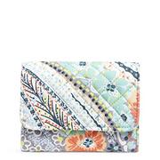 Portfele - Vera Bradley Damski bawełniany kompaktowy portfel Riley z ochroną RFID, cytrusowy paisley - bawełna z recyklingu, jeden rozmiar - miniaturka - grafika 1