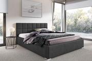Łóżka - Łóżko tapicerowane pikowane z materacem Santiago 160x200 Antracytowe Metalowy Stelaż - miniaturka - grafika 1