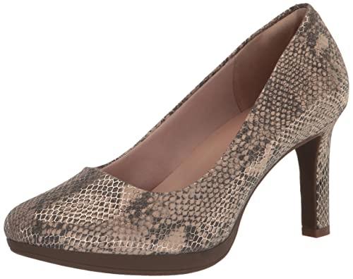 Clarks Damskie czółenka Ambyr Joy, beżowy metaliczny materiał tekstylny, 41.5 EU