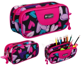 Piórnik szkolny dla dziewczynki saszetka do szkoły dwukomorowy pojemny 2 komory Peterson różowy - Piórniki Piórnik szkolny dla dziewczynki saszetka do szkoły dwukomorowy pojemny 2 komory Peterson różowy - Piórniki - miniaturka - grafika 1