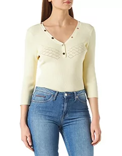 Morgan Damski sweter z rękawami ¾ FINE Gauge, jaune paille, XL - Swetry damskie - miniaturka - grafika 1