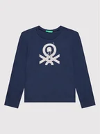 Bluzy dla chłopców - United Colors Of Benetton Bluzka 3I9WG104K Granatowy Regular Fit - miniaturka - grafika 1