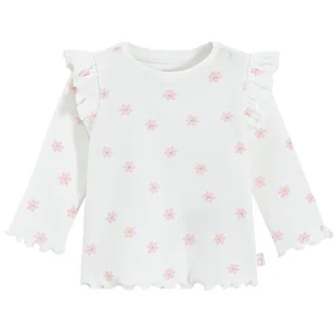 Cool Club, Bluzka dziewczęca z długim rękawem, prążkowana, ecru - Bluzki dla dziewczynek - miniaturka - grafika 1