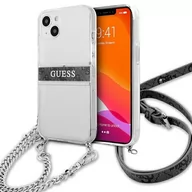 Etui i futerały do telefonów - Guess GUHCP13SKC4GBSI iPhone 13 mini 5,4" Transparent hardcase 4G Grey Strap Silver Chain GUE001683-0 - miniaturka - grafika 1