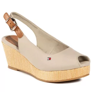 Tommy Hilfiger Espadryle Iconic Elba Sling Back Wedge FW0FW04788 Stone AEP - Espadryle damskie - miniaturka - grafika 1