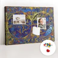 Tablice i flipcharty - Szkolna Tablica korkowa 60x40 cm, Kolorowe Pinezki, wzór Mapa atlasu - miniaturka - grafika 1