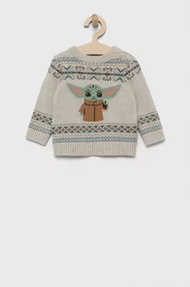 Swetry dla chłopców - GAP sweter bawełniany dziecięcy x Star Wars kolor beżowy lekki - Gap - grafika 1